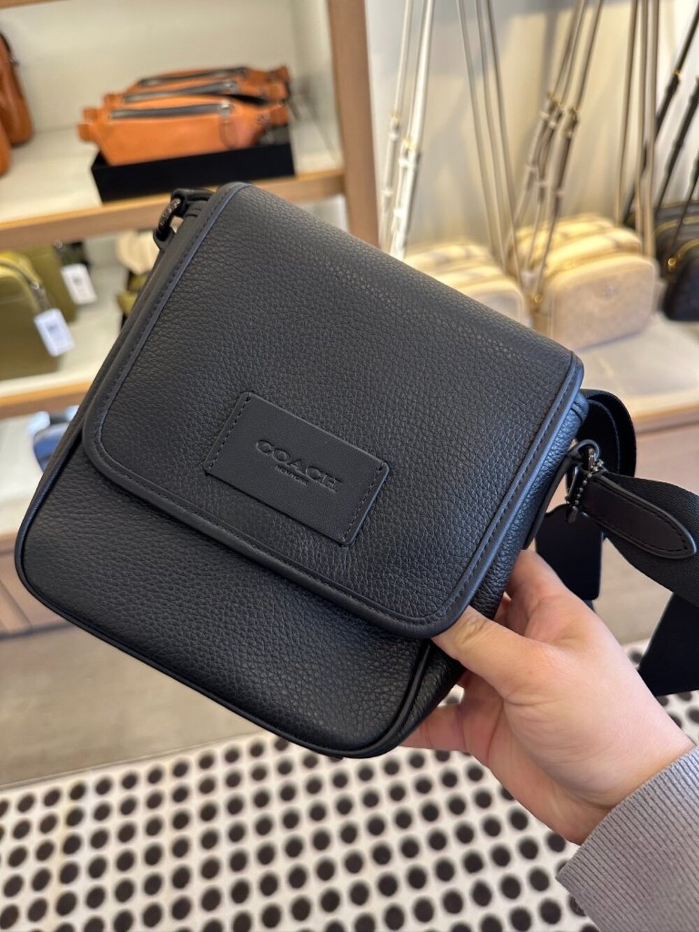 NWT! RARE! Coach CAT10 Men's Lucas Crossbody Bag In Black Pebble Leather